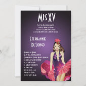 5x7 Glamor Girl Quinceanera Birthday Uitnodiging (Voorkant)