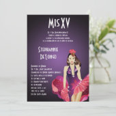 5x7 Glamor Girl Quinceanera Birthday Uitnodiging (Staand voorkant)
