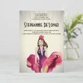5x7 Glamor Girl Quinceanera Birthday Uitnodiging (Staand voorkant)