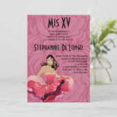 5x7 Glamor Girl Quinceanera Birthday Uitnodiging (Staand voorkant)