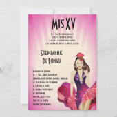 5x7 Glamor Girl Quinceanera Birthday Uitnodiging (Voorkant)