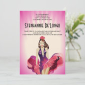 5x7 Glamor Girl Quinceanera Birthday Uitnodiging (Staand voorkant)