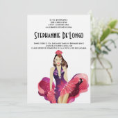 5x7 Glamor Girl Quinceanera Birthday Uitnodiging (Staand voorkant)
