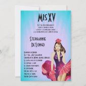 5x7 Glamor Girl Quinceanera Birthday Uitnodiging (Voorkant)