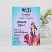 5x7 Glamor Girl Quinceanera Birthday Uitnodiging (Staand voorkant)