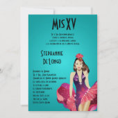 5x7 Glamor Girl Quinceanera Birthday Uitnodiging (Voorkant)