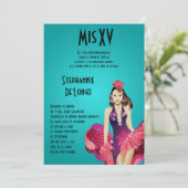 5x7 Glamor Girl Quinceanera Birthday Uitnodiging (Staand voorkant)