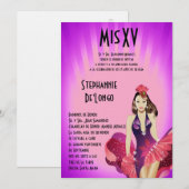 5x7 Glamor Girl Quinceanera Birthday Uitnodiging (Voorkant / Achterkant)
