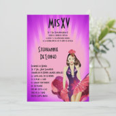 5x7 Glamor Girl Quinceanera Birthday Uitnodiging (Staand voorkant)