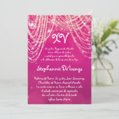 5x7 Glitz Glimmer Quinceanera Birthday Uitnodiging (Staand voorkant)
