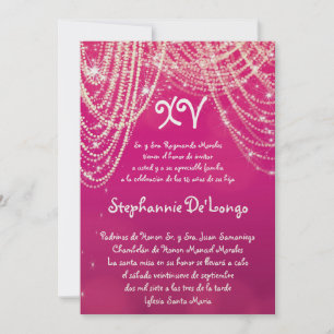 5x7 Glitz Glimmer Quinceanera Birthday Uitnodiging