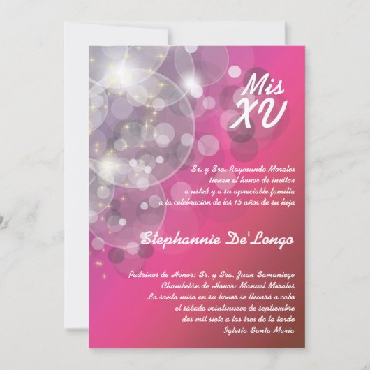 5x7 Glitz Glimmer Quinceanera Birthday Uitnodiging (Voorkant)