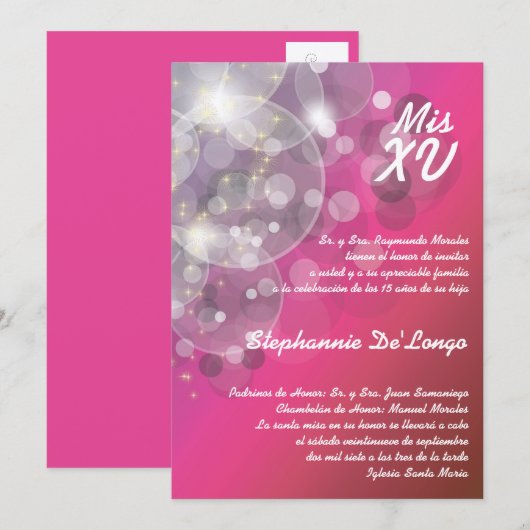 5x7 Glitz Glimmer Quinceanera Birthday Uitnodiging (Voorkant / Achterkant)