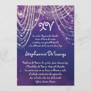 5x7 Glitz Glimmer Quinceanera Birthday Uitnodiging