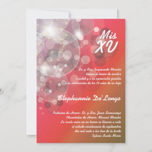 5x7 Glitz Glimmer Quinceanera Verjaardag Uitnodigi Kaart (Voorkant)