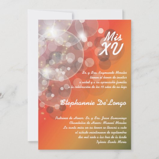 5x7 Glitz Glimmer Quinceanera Verjaardag Uitnodigi Kaart (Voorkant)