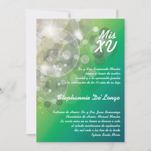 5x7 Glitz Glimmer Quinceanera Verjaardag Uitnodigi Kaart (Voorkant)