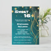 5x7 Glitz Glitter Sweet 16 Verjaardag Uitnodiging (Staand voorkant)