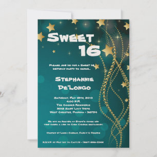 5x7 Glitz Glitter Sweet 16 Verjaardag Uitnodiging
