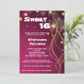 5x7 Glitz Glitter Sweet 16 Verjaardag Uitnodiging (Staand voorkant)