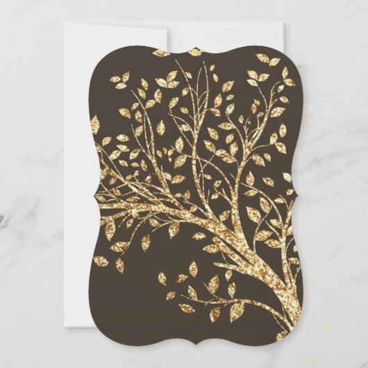 5x7 Gold Foil Autumn Herfst Tree Weddenschap Kaart (Achterkant)