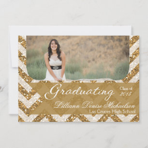 5x7 Gold Glitter Chevron Strip Senior Aankondiging