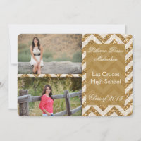 5x7 Gold Glitter Chevron Strip Senior Aankondiging