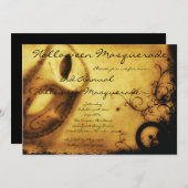 5x7 Gold Masquerade Halloween Costume Invitation Kaart (Voorkant / Achterkant)
