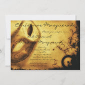 5x7 Gold Masquerade met Kerstmis XMAS-uitnodiging Kaart (Voorkant)
