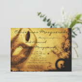 5x7 Gold Masquerade met Kerstmis XMAS-uitnodiging Kaart (Staand voorkant)