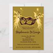 5x7 Gold Masquerade Sweet 16 Verjaardag Uitnodigin Kaart (Voorkant)