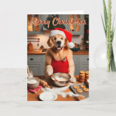 5x7 Golden Retriever Het bakken van kerstkoekjes Feestdagen Kaart (Voorkant)