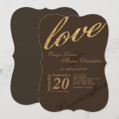 5x7 Gouden folie Glitter Liefde Bruiloft Uitnodigi Kaart (Voorkant / Achterkant)
