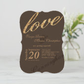 5x7 Gouden folie Glitter Liefde Bruiloft Uitnodigi Kaart (Staand voorkant)