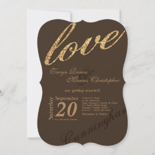 5x7 Gouden folie Glitter Liefde Bruiloft Uitnodigi Kaart