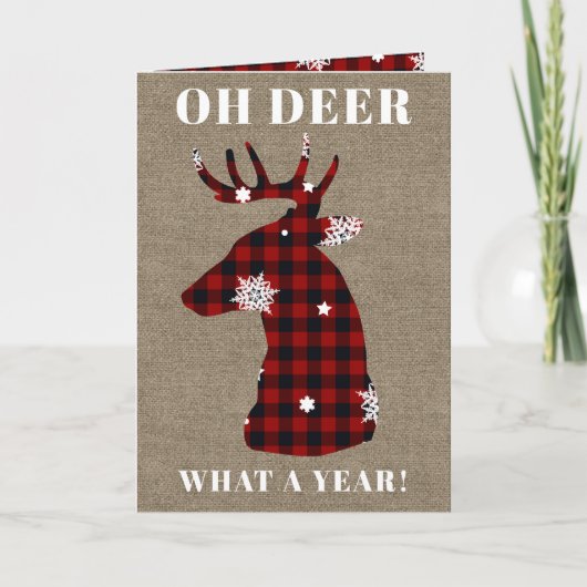 5x7 Grapny Oh Deer Buffalo Pset Burlap Kerstmis Feestdagen Kaart (Voorkant)