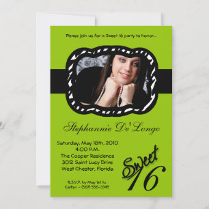5x7 Green Band PHOTO Sweet 16 Birthday Invite Kaart