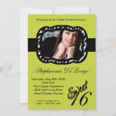5x7 Green Band PHOTO Sweet 16 Birthday Invite Kaart (Voorkant)