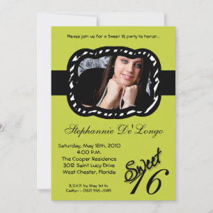5x7 Green Band PHOTO Sweet 16 Birthday Invite Kaart