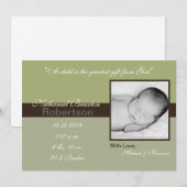 5x7 Green Brown Band Fotogeboorteaankondiging Aankondiging (Voorkant / Achterkant)