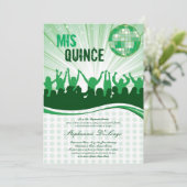 5x7 Green Dance Party Quinceanera Uitnodiging (Staand voorkant)