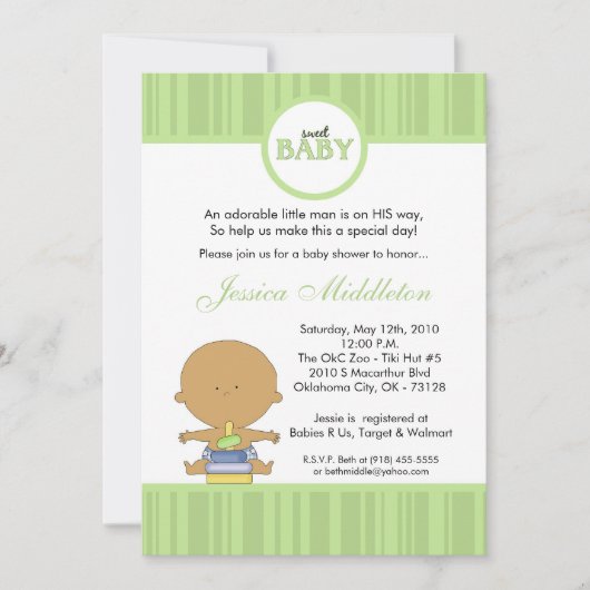 5x7 Green Latino Baby Boy Baby shower Uitnodiging (Voorkant)