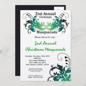 5x7 Green Masquerade Kerstmis XMAS-uitnodiging Kaart (Voorkant / Achterkant)