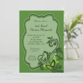 5x7 Green Masquerade Kerstmis XMAS-uitnodiging Kaart (Staand voorkant)