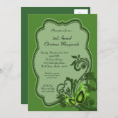 5x7 Green Masquerade Kerstmis XMAS-uitnodiging Kaart (Voorkant / Achterkant)