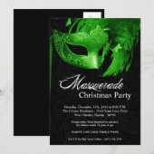 5x7 Green Masquerade Kerstmis XMAS-uitnodiging Kaart (Voorkant / Achterkant)