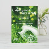 5x7 Green Masquerade Kerstmis XMAS-uitnodiging Kaart (Staand voorkant)
