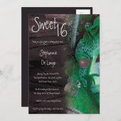 5x7 Green Masquerade Sweet 16 Birthday Invitation Kaart (Voorkant / Achterkant)