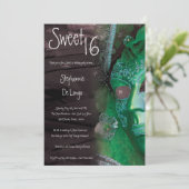 5x7 Green Masquerade Sweet 16 Birthday Invitation Kaart (Staand voorkant)