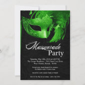 5x7 Green Masquerade Sweet 16 Birthday Invitation Kaart (Voorkant)